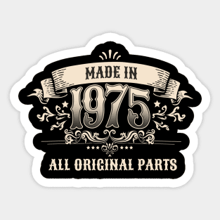 Retro Vintage Birthday Made In 1975 All Original Parts Sticker